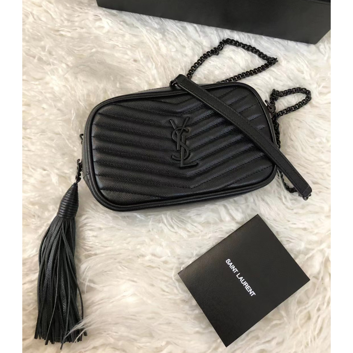 Saint Laurent Black Leather Shoulder Bag (19-10.5-5CM) - DesignerGu