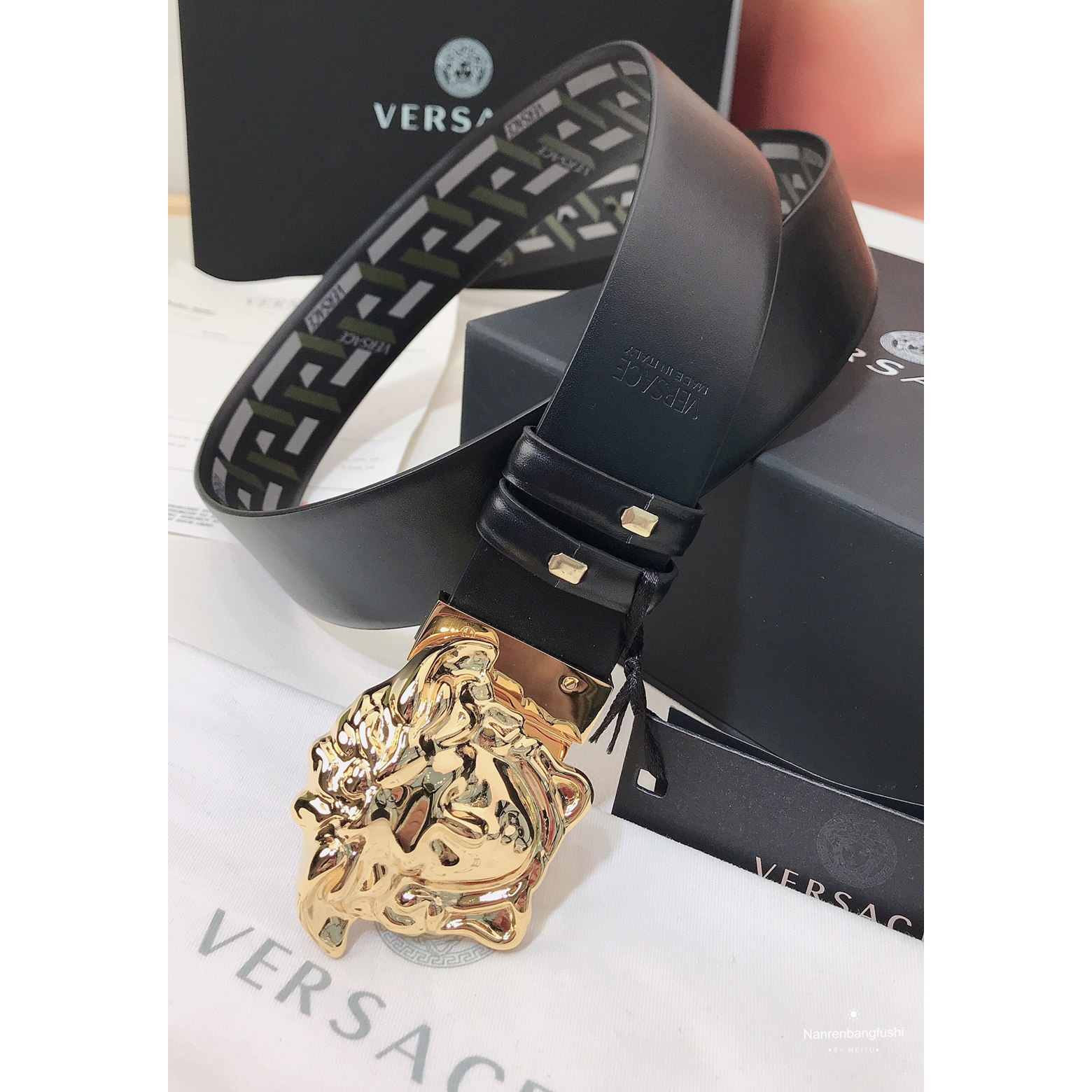 Versace La Greca Print 40 MM Belt  - DesignerGu