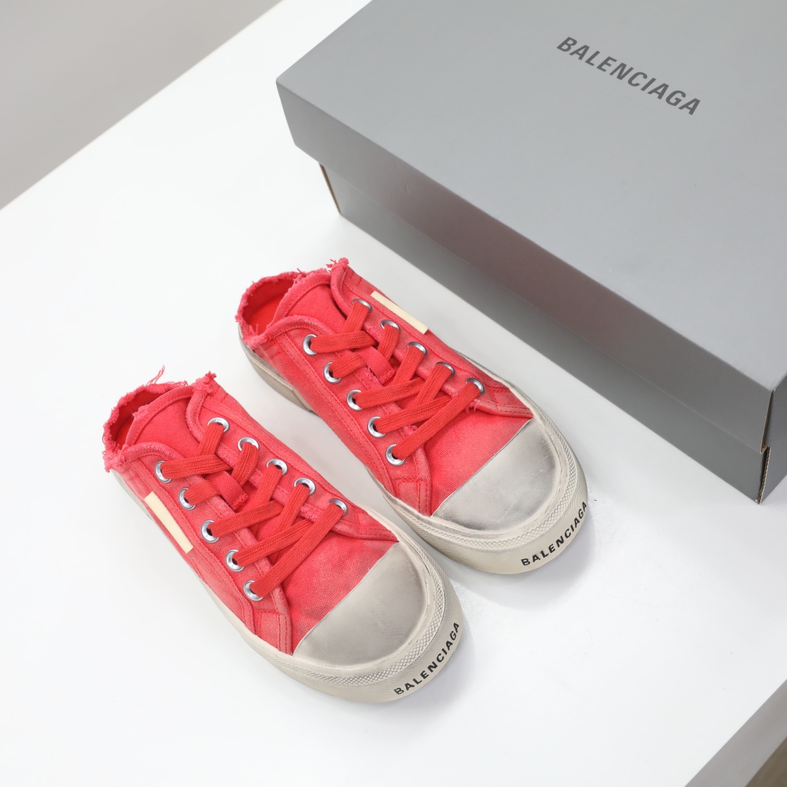 Balenciaga Men's Paris Sneaker Mule In Red - DesignerGu