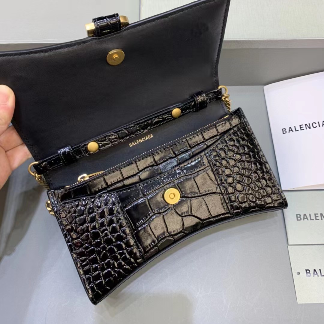 Balenciaga Hourglass Wallet On Chain (19.5-12-5cm) - DesignerGu