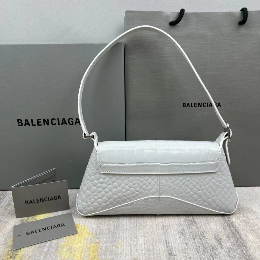 Balenciaga Women's XX Medium Flap Bag Crocodile Embossed In White（27-25.5-4CM） - DesignerGu