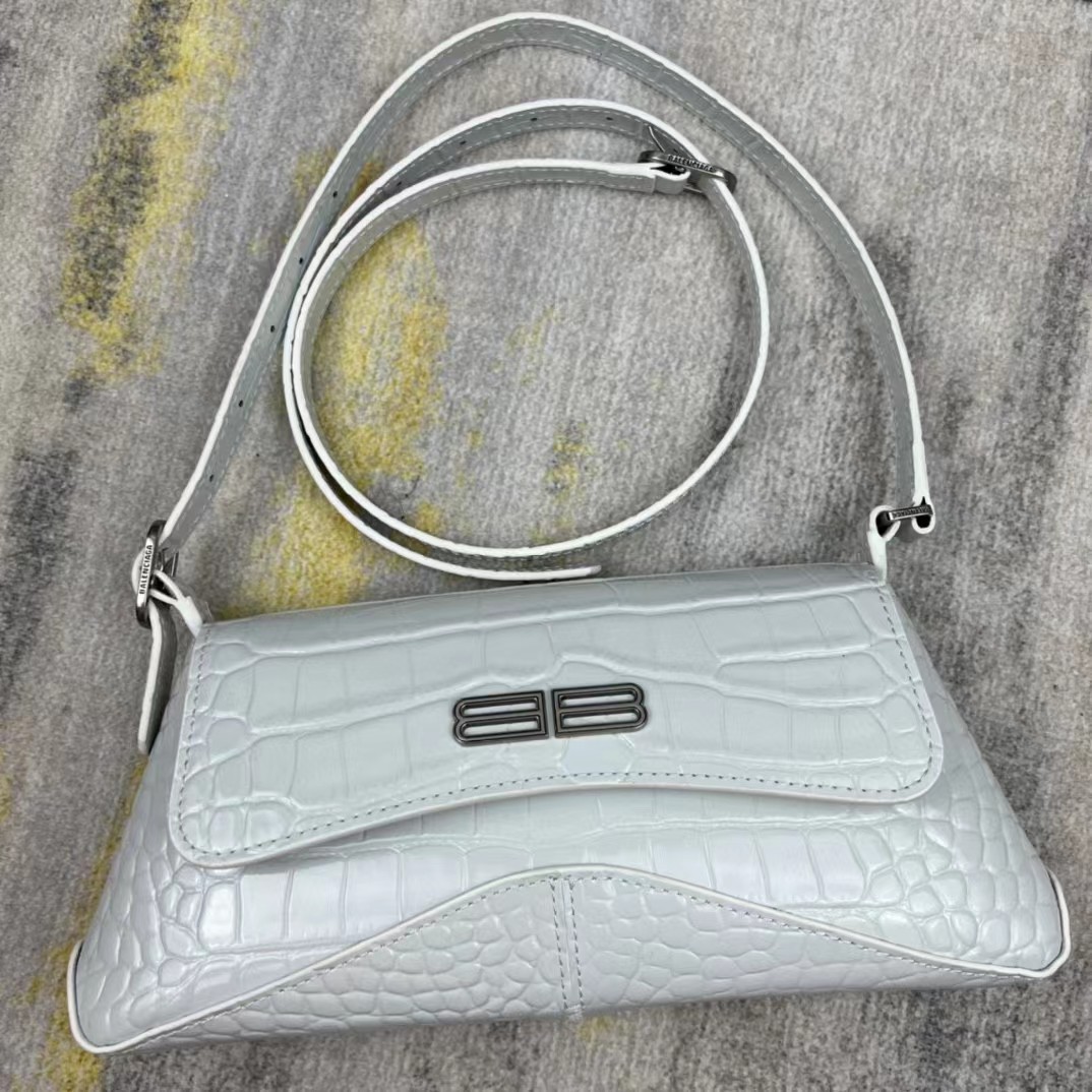 Balenciaga Women's XX Medium Flap Bag Crocodile Embossed In White（27-25.5-4CM） - DesignerGu