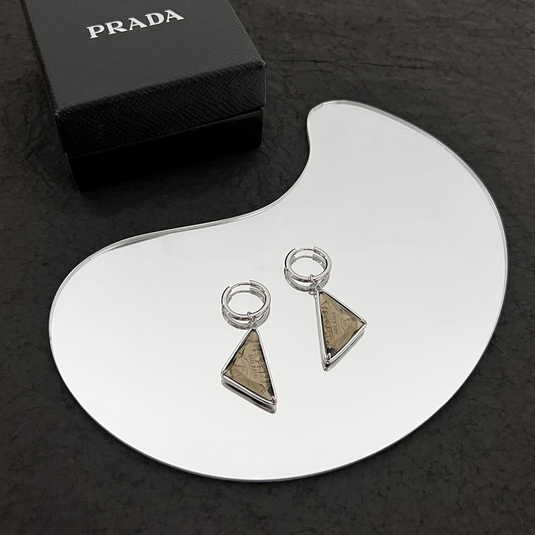 Prada Stone Jewels Pendant Earring - DesignerGu