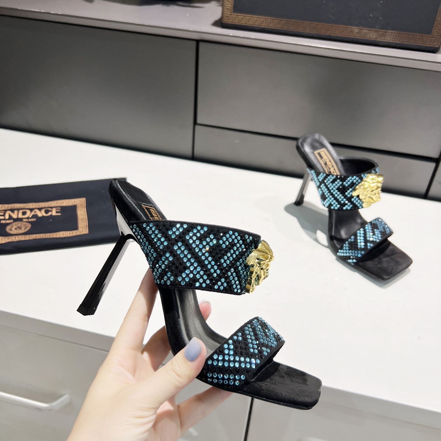 Versace Fendace  FF Jacquard Mules - DesignerGu