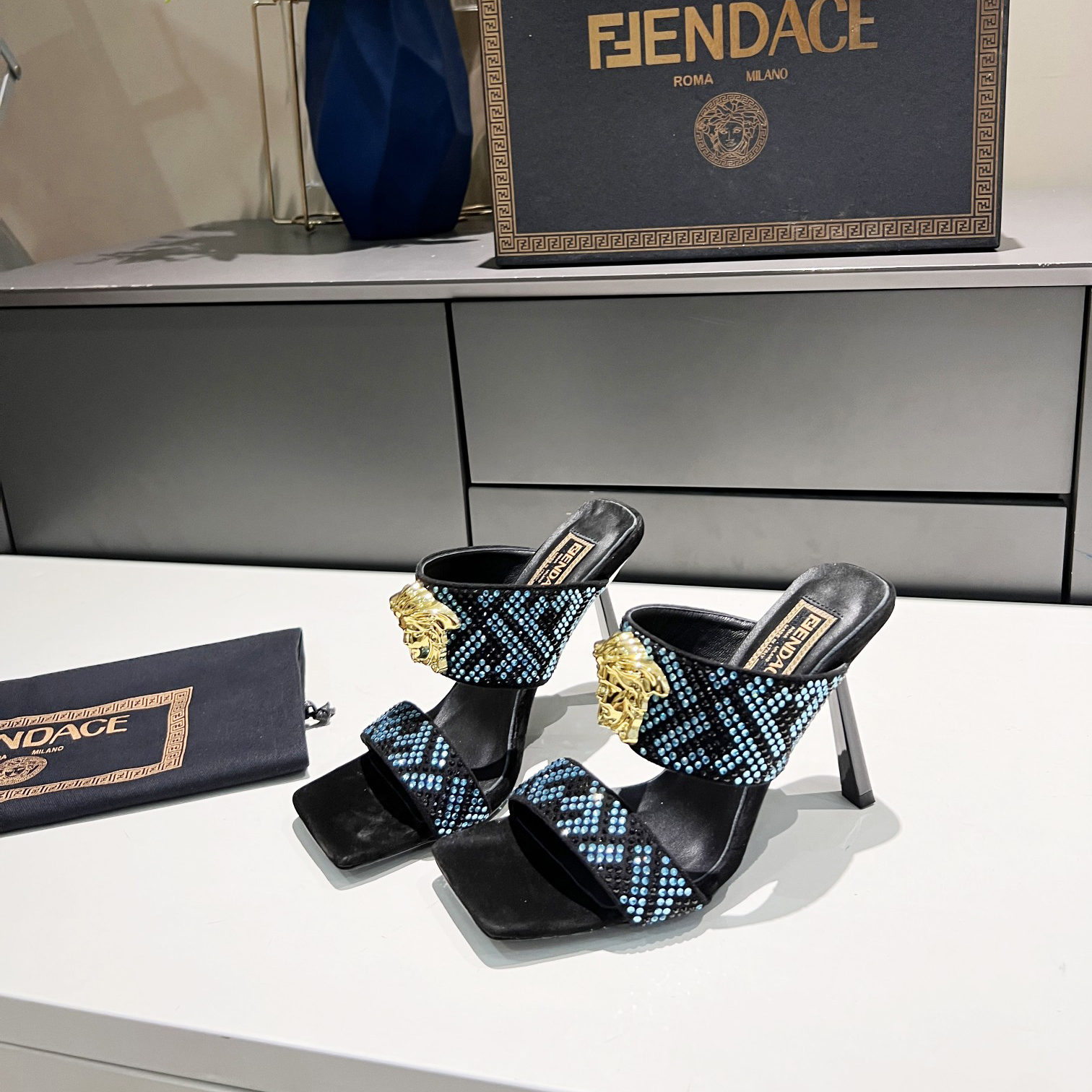 Versace Fendace  FF Jacquard Mules - DesignerGu