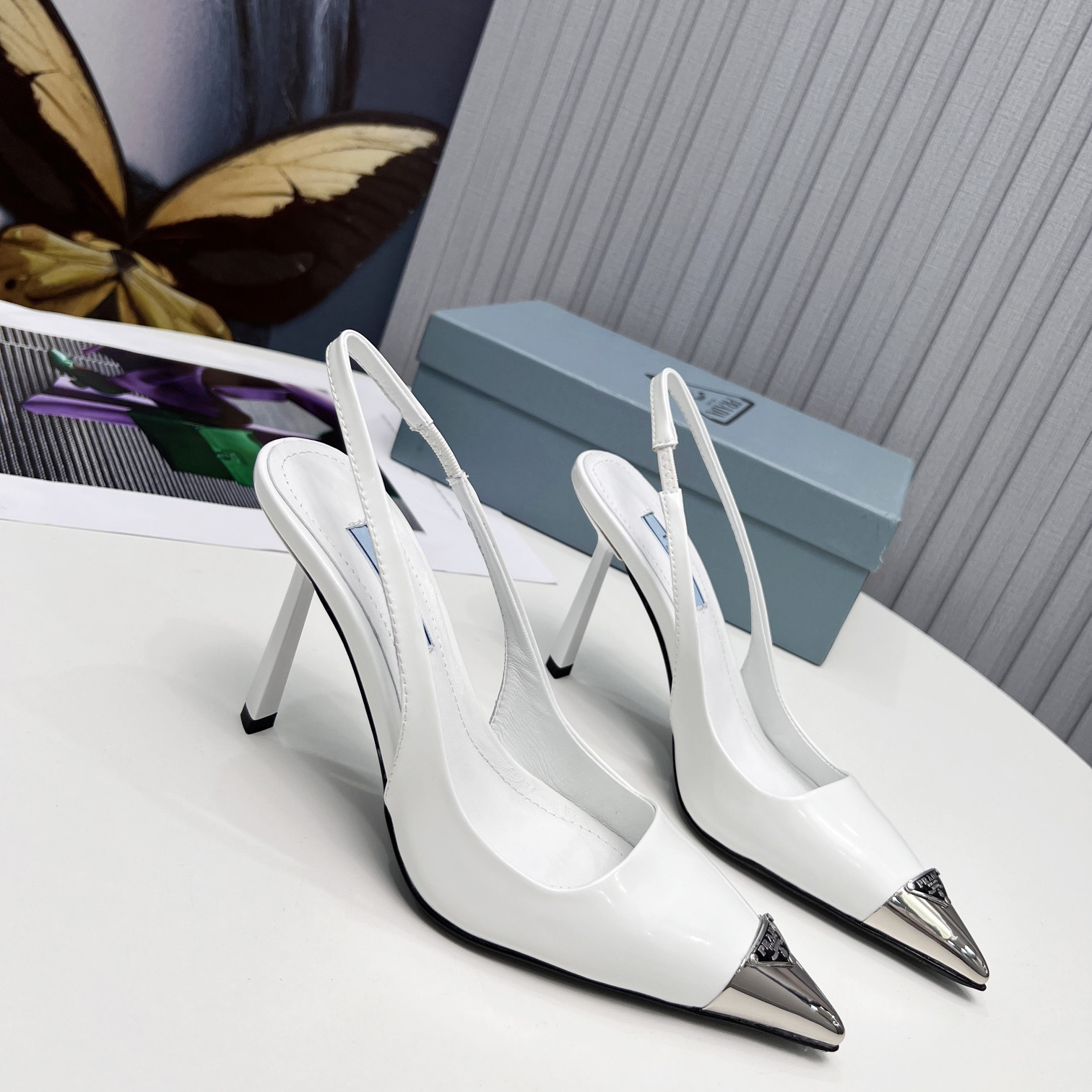 Prada Brushed Leather Slingback Pumps  - DesignerGu