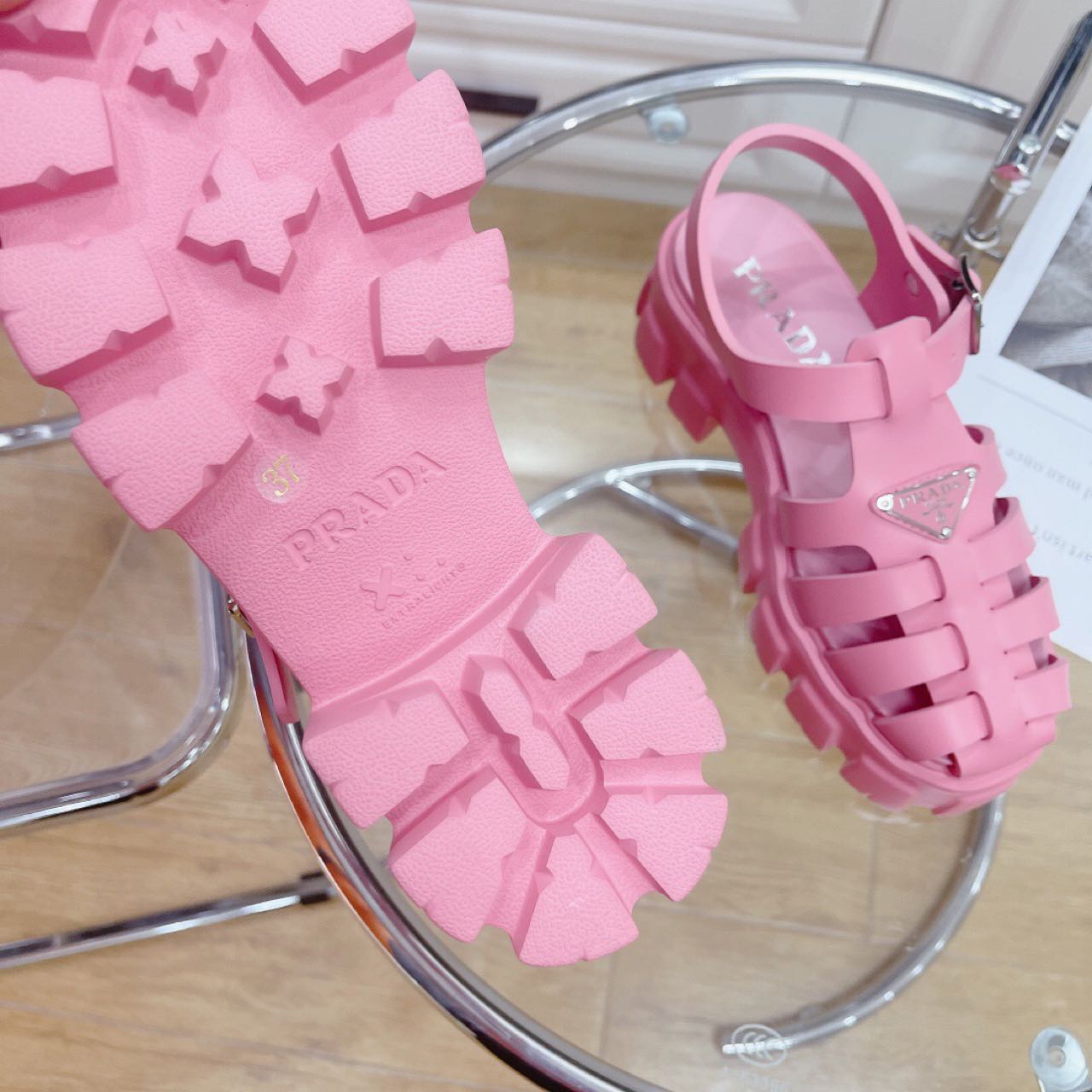 Prada Foam Rubber Sandals In Begonia Pink - DesignerGu