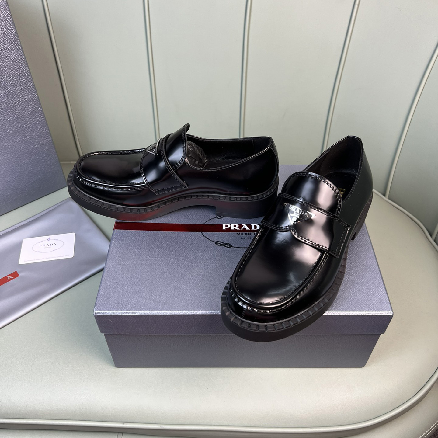 Prada Chocolate Sharp Brushed Leather Pointed Loafers - DesignerGu