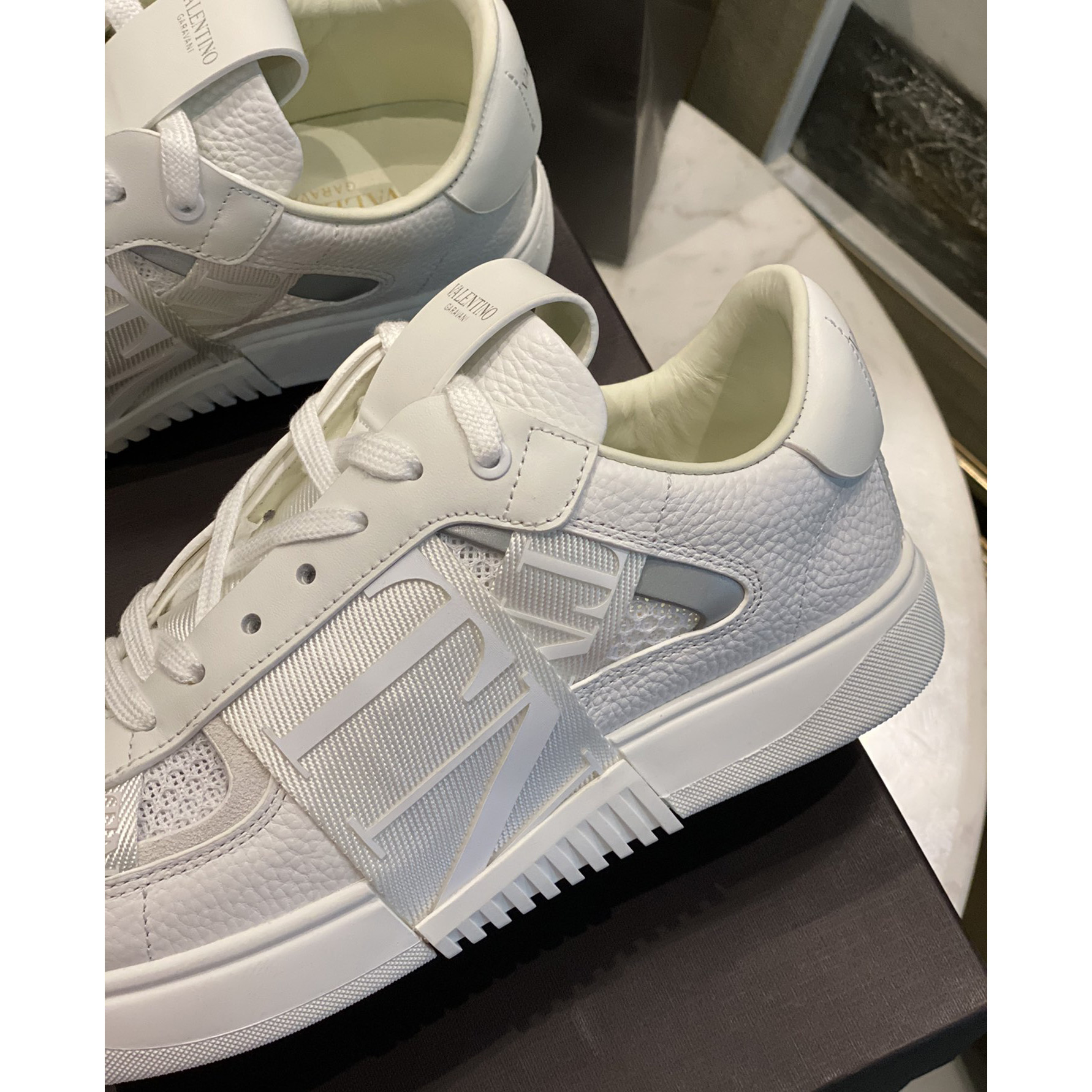 Valenti VL7N Low-Top Sneakers In Calfskin And Mesh Fabric With Bands - DesignerGu