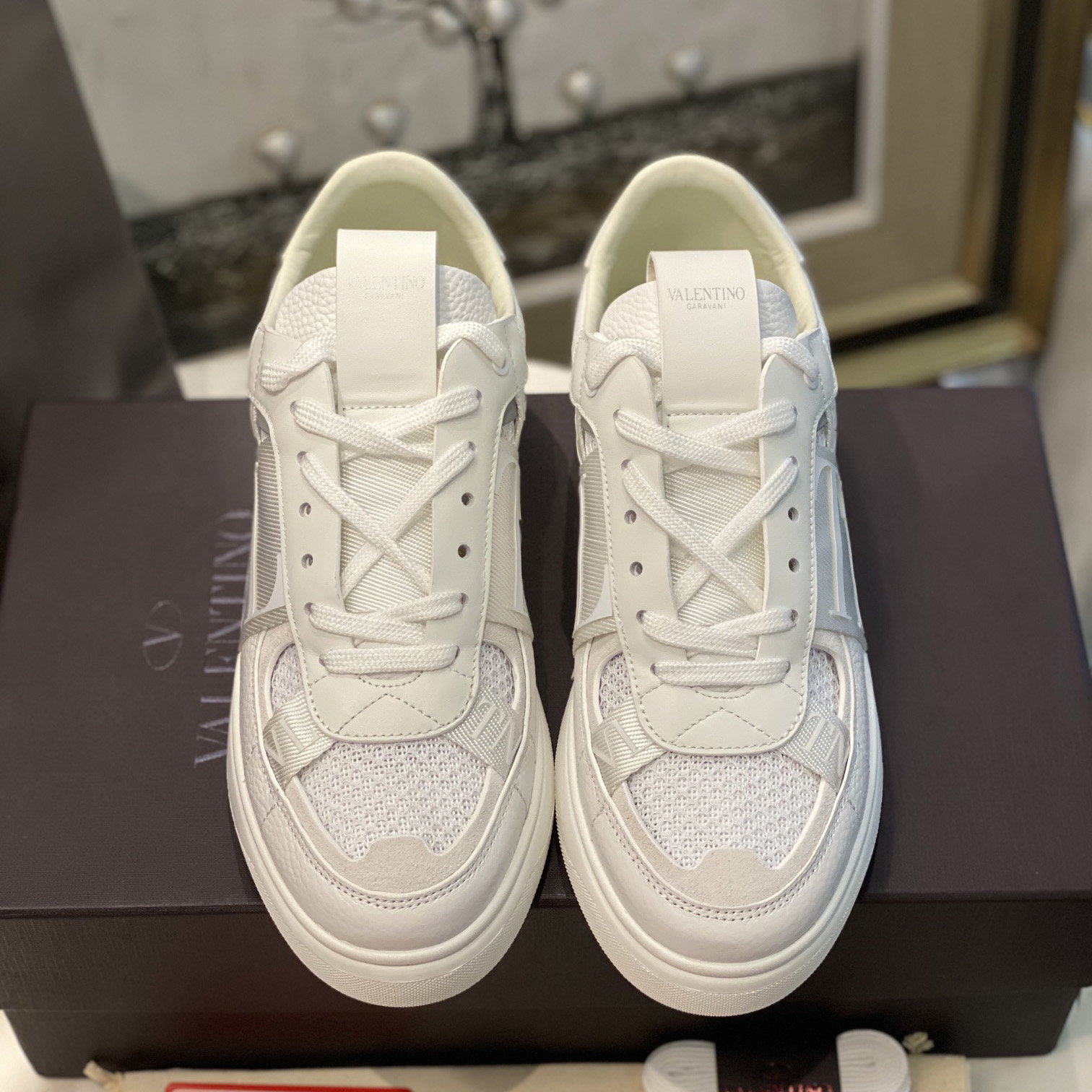 Valenti VL7N Low-Top Sneakers In Calfskin And Mesh Fabric With Bands - DesignerGu