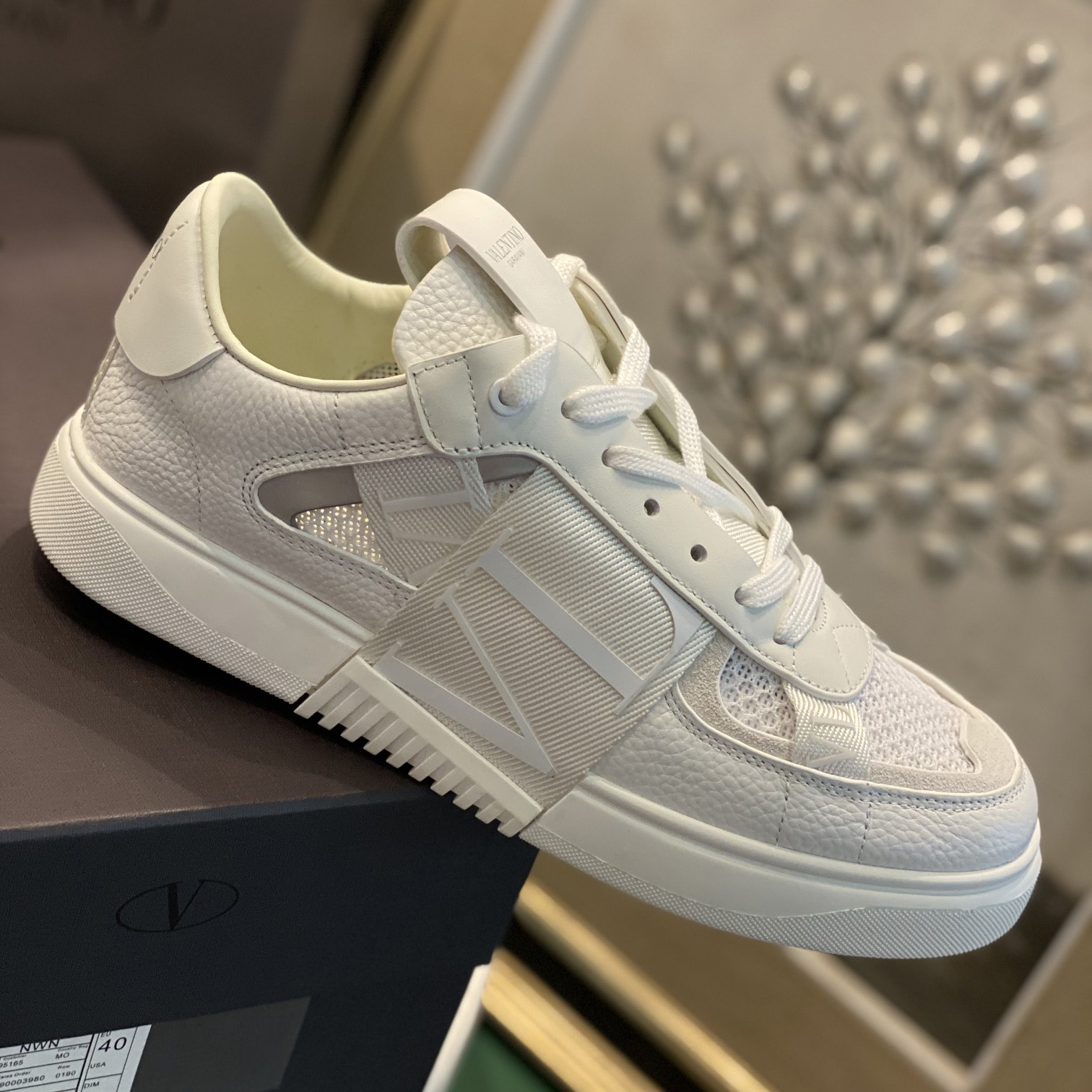 Valenti VL7N Low-Top Sneakers In Calfskin And Mesh Fabric With Bands - DesignerGu