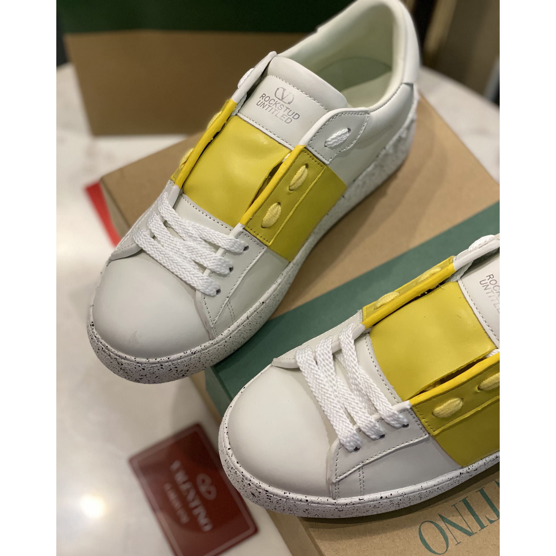 Valenti Open For A Change Sneaker In Bio-Based Material In White/Lemon Cream - DesignerGu