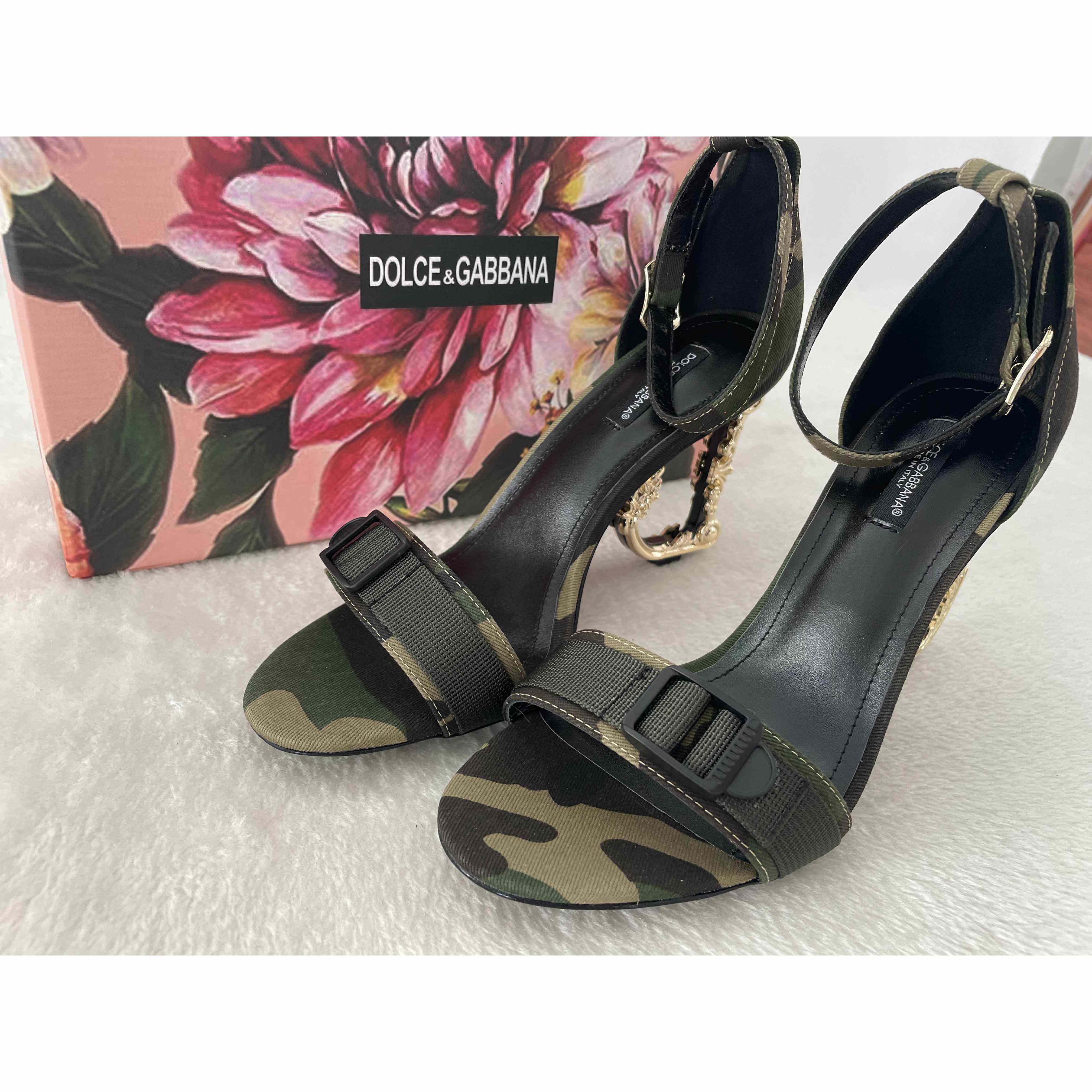 Dolce & Gabbana  Baroque DG Sandals In Camouflage Patchwork - DesignerGu