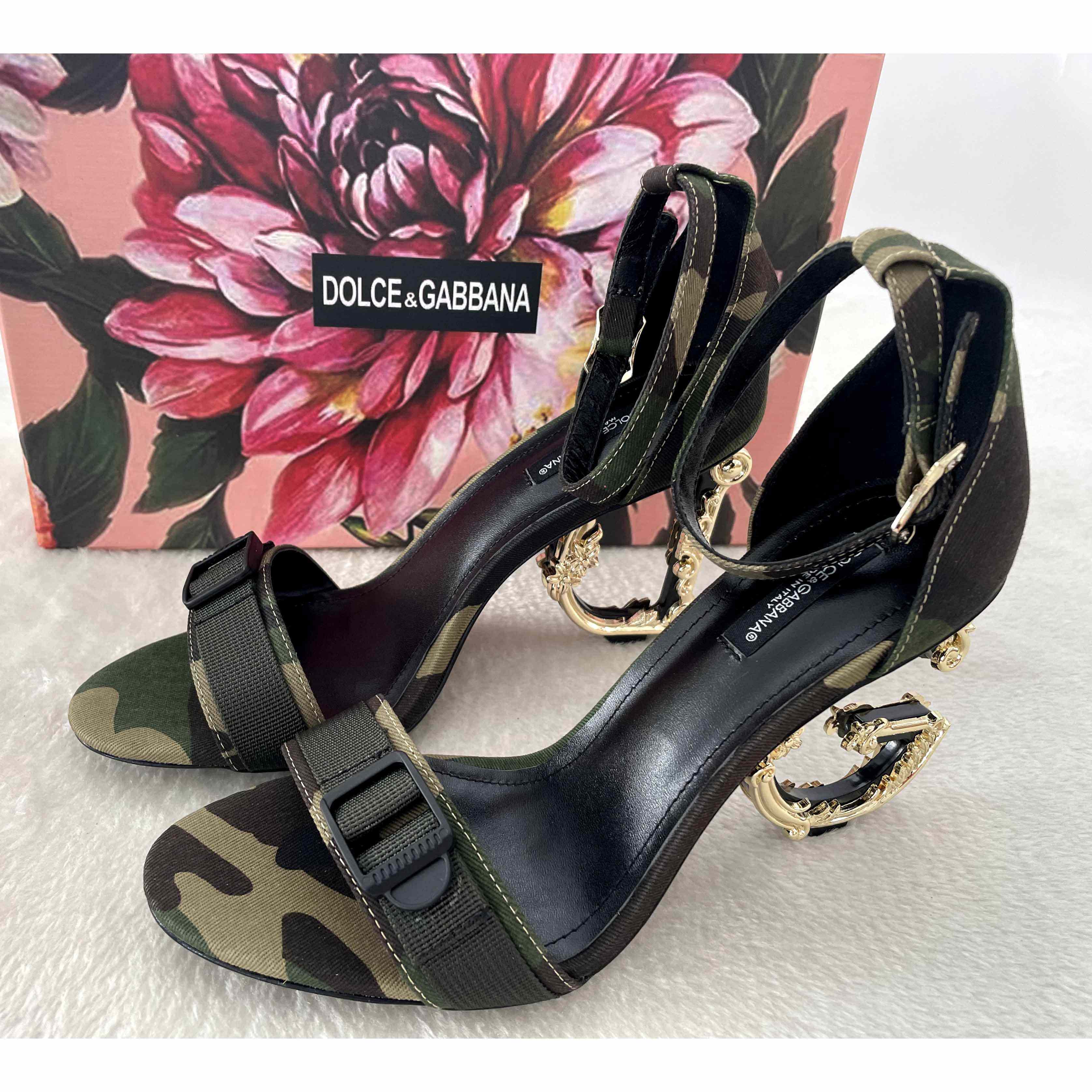 Dolce & Gabbana  Baroque DG Sandals In Camouflage Patchwork - DesignerGu