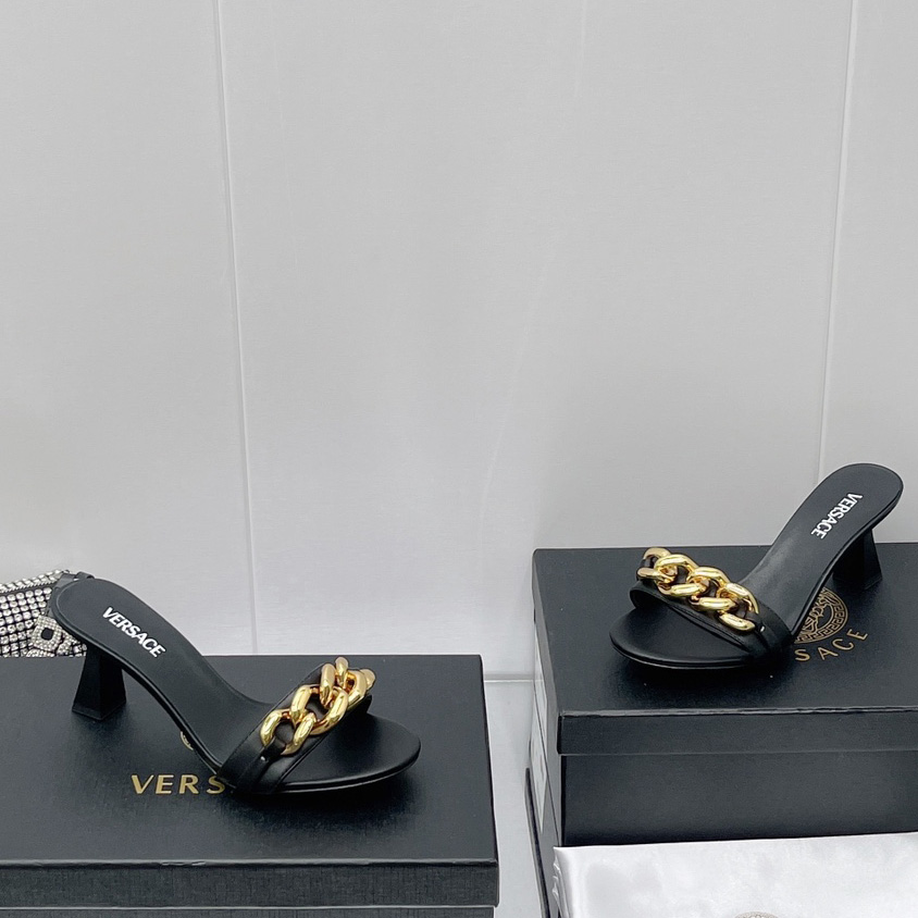 Versace Chain Mid-Heel Sandals— Heel height：70mm - DesignerGu