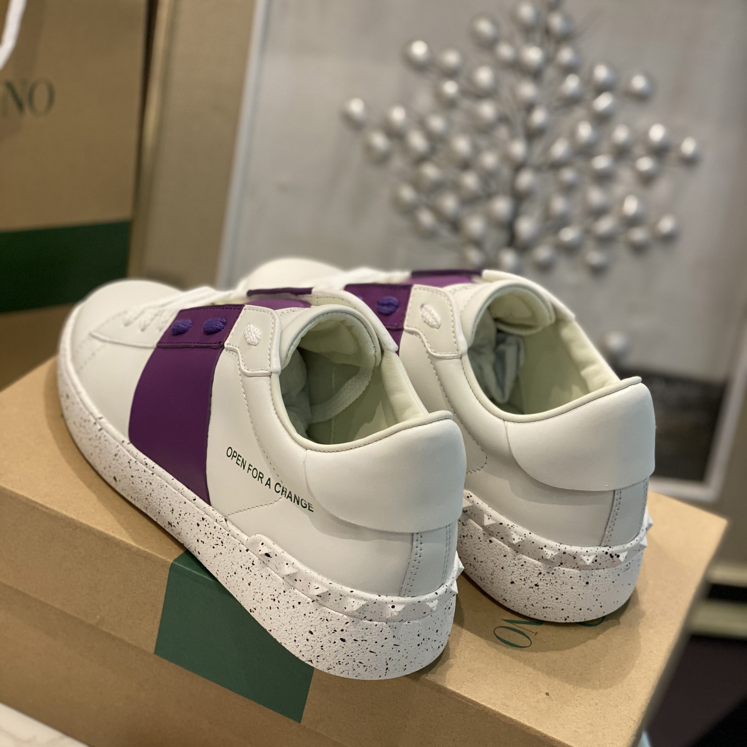 Valenti Open For A Change Sneaker In Bio-Based Material In White/Sunset Purple - DesignerGu