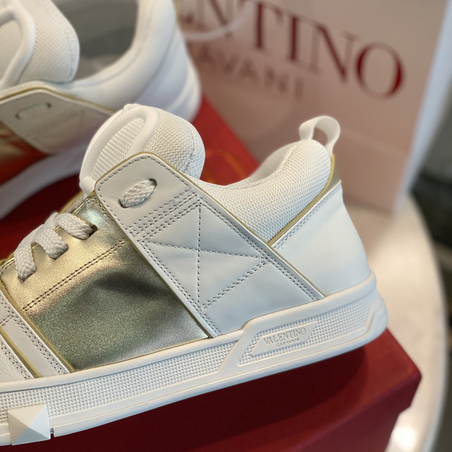 Valenti Open Skate Calfskin And Fabric Sneaker  - DesignerGu