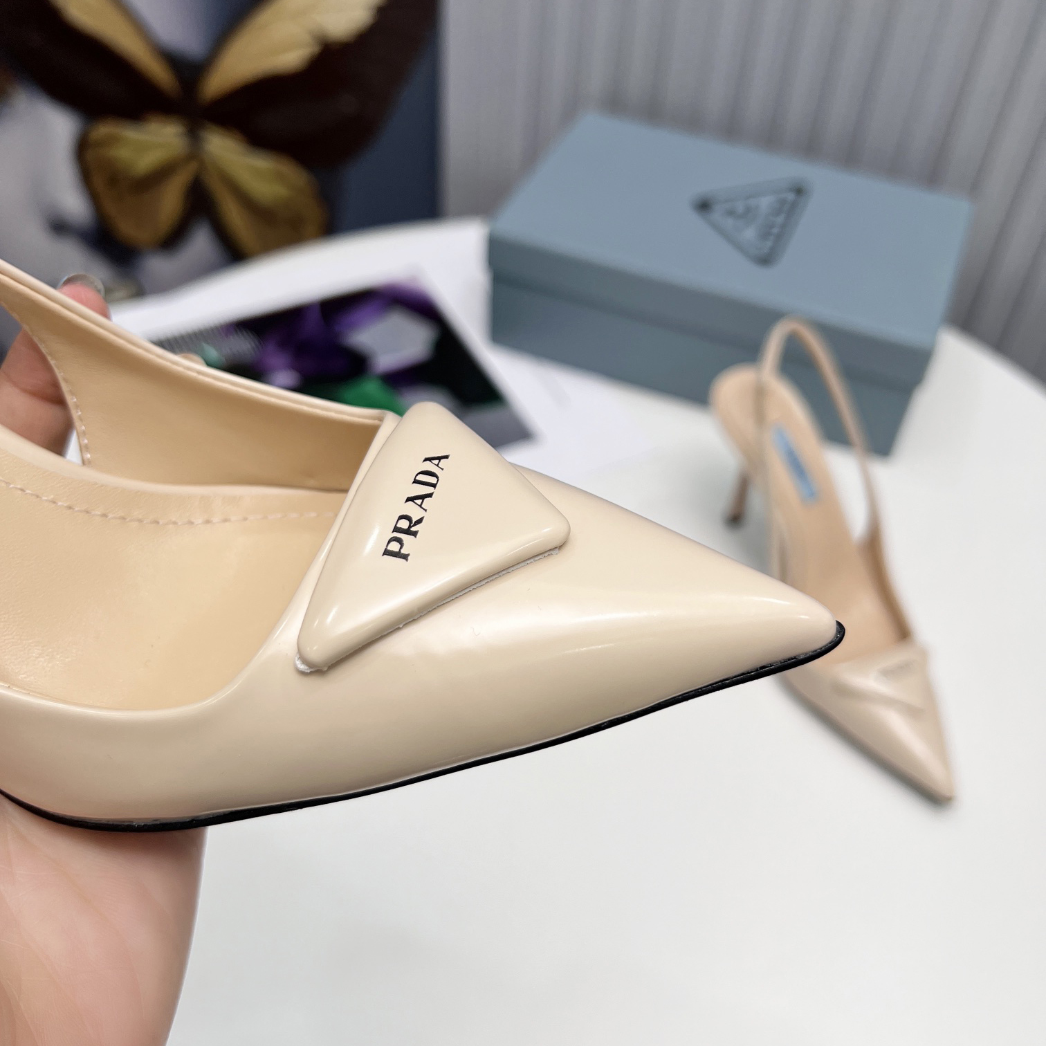 Prada Brushed Leather Slingback Pumps  - DesignerGu