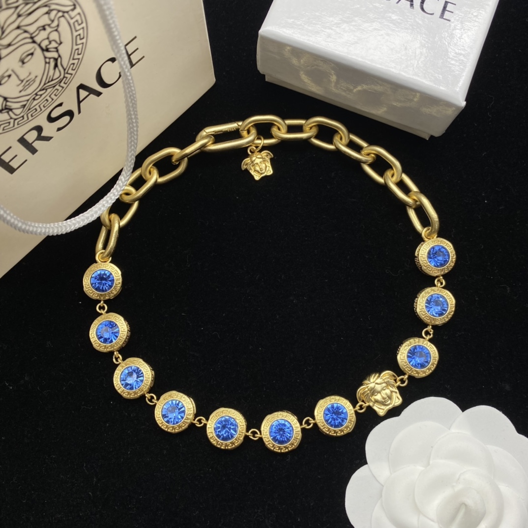 Versace  La Medusa Rhinestone Necklace - DesignerGu