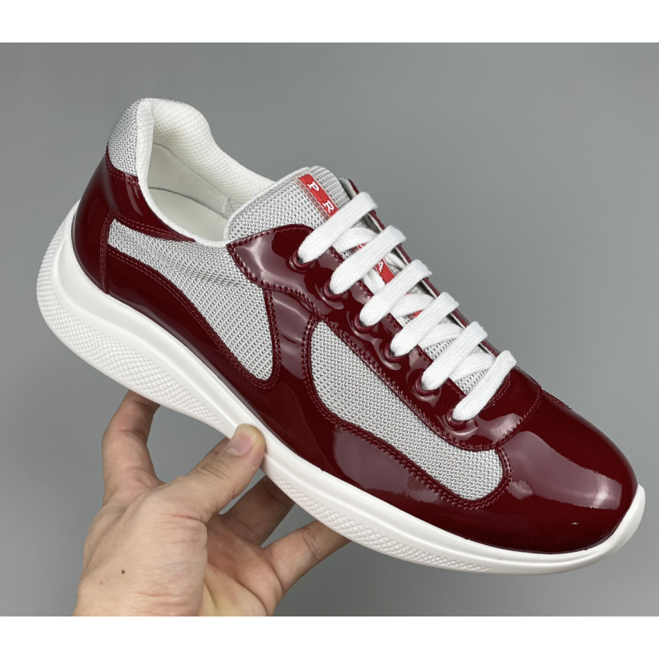 Prada Male America's Cup Sneaker In Ruby Red/White - DesignerGu