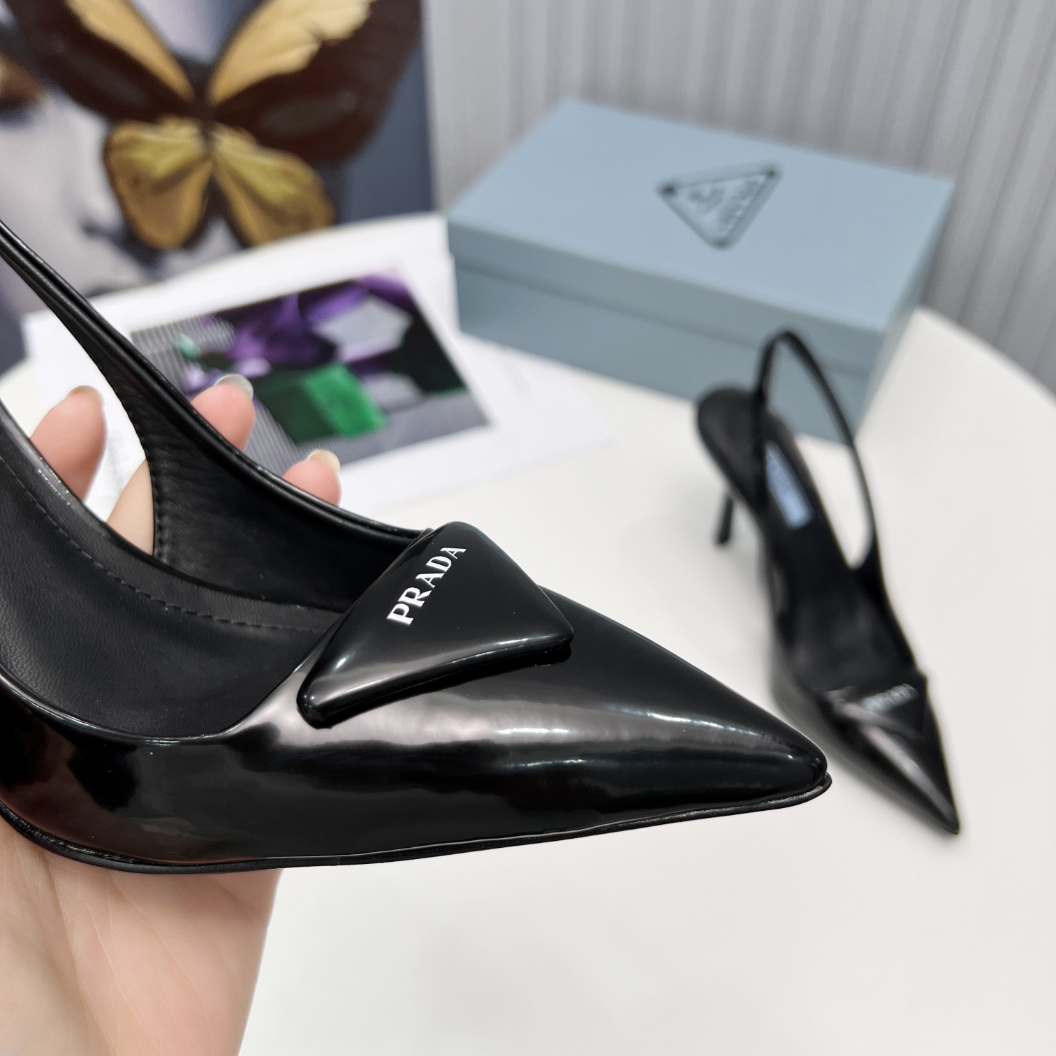 Prada Brushed Leather Slingback Pumps - DesignerGu