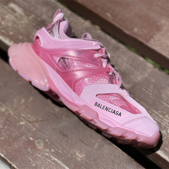 Balenciaga Track Sneaker Clear Sole In Pink Mesh And Nylon - DesignerGu