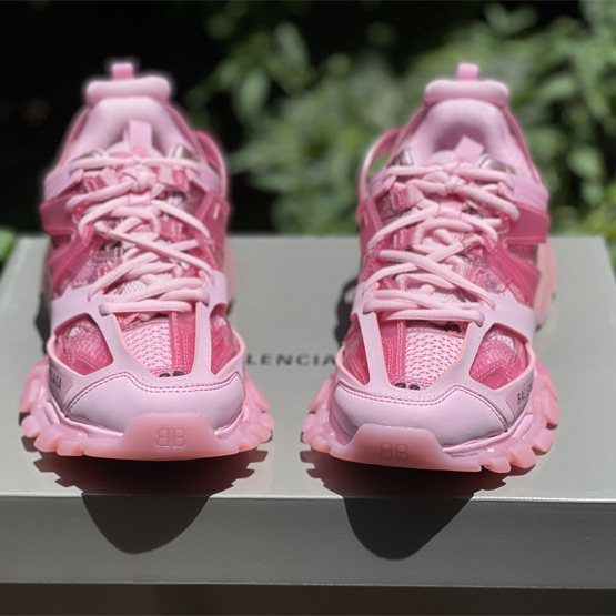 Balenciaga Track Sneaker Clear Sole In Pink Mesh And Nylon - DesignerGu