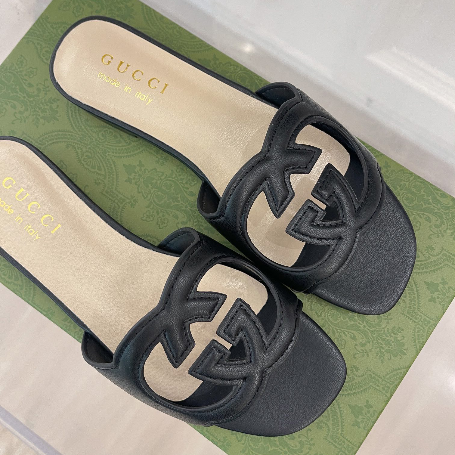 Gucci Women's Interlocking G Cut-Out Slide Sandal - DesignerGu