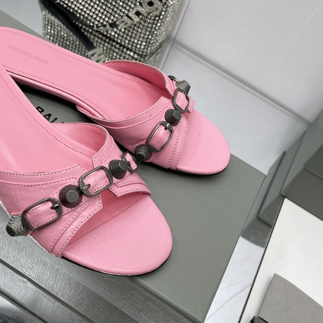 Balenciaga Cagole Sandal In Pink Arena Lambskin - DesignerGu