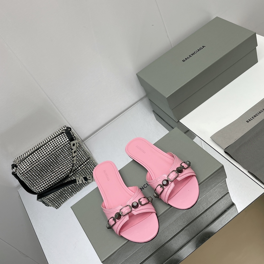 Balenciaga Cagole Sandal In Pink Arena Lambskin - DesignerGu