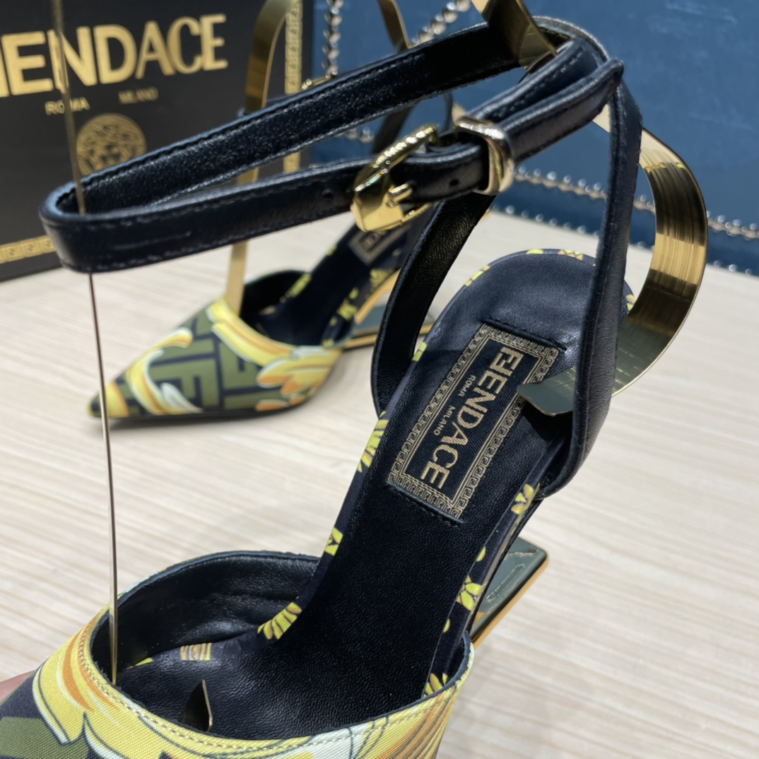 Fendi x Versace Fendace Printed Silk High-Heeled Slingbacks - DesignerGu