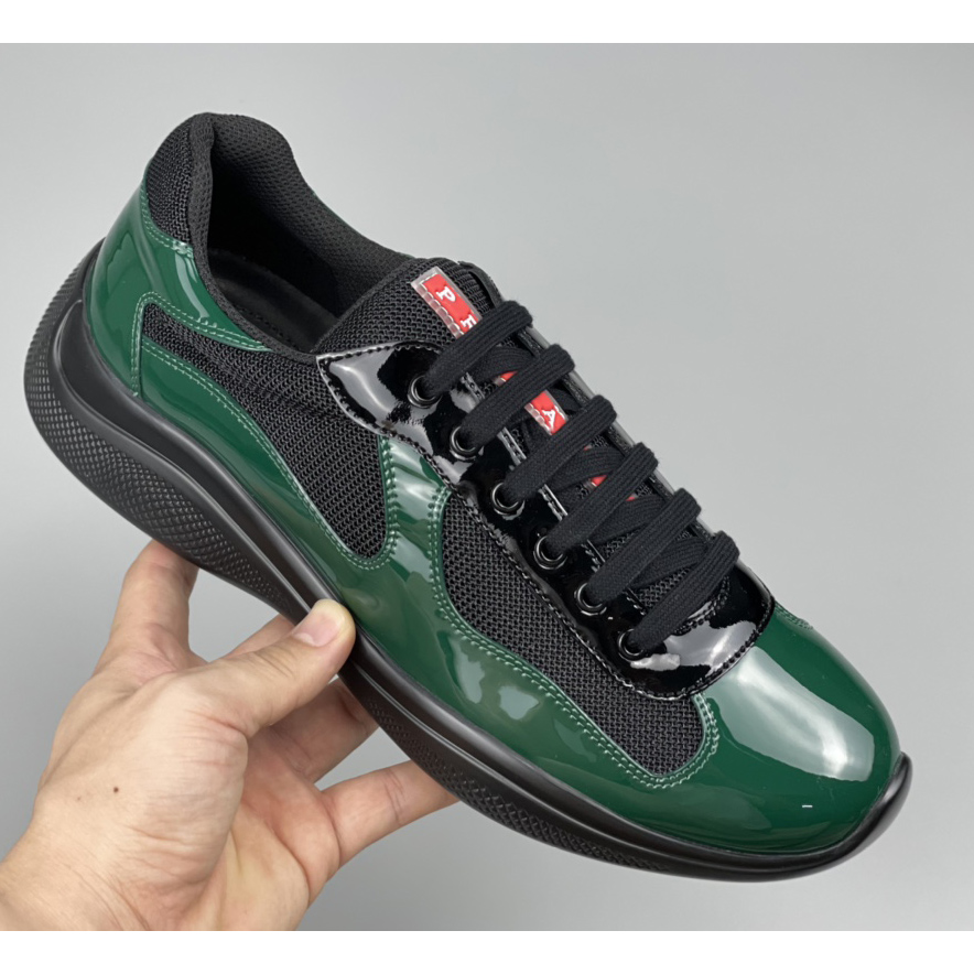 Prada Male America's Cup Sneaker In Bottle Green/Black - DesignerGu