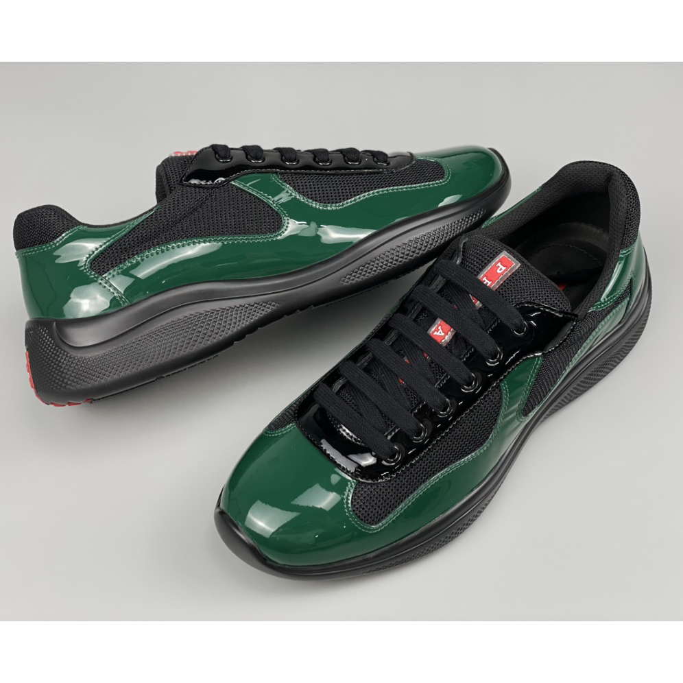 Prada Male America's Cup Sneaker In Bottle Green/Black - DesignerGu