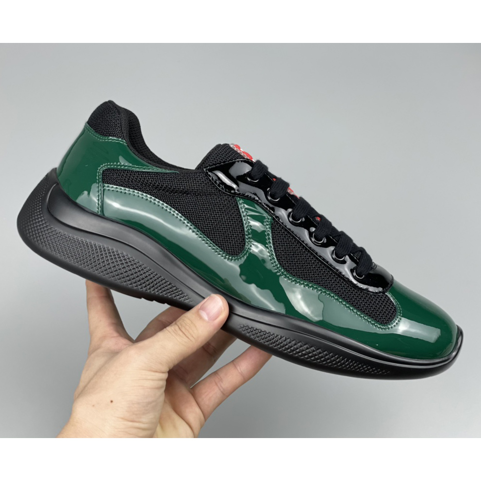 Prada Male America's Cup Sneaker In Bottle Green/Black - DesignerGu