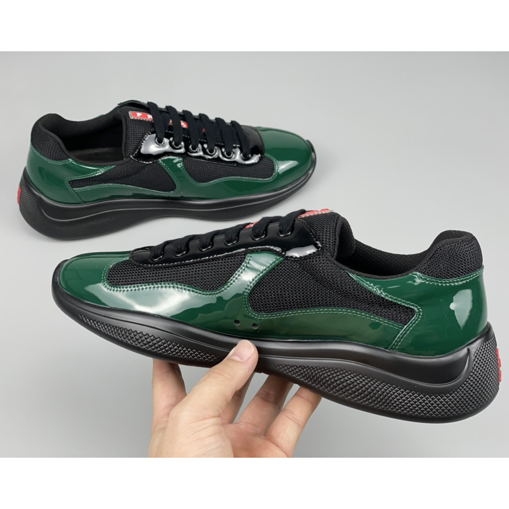 Prada Male America's Cup Sneaker In Bottle Green/Black - DesignerGu