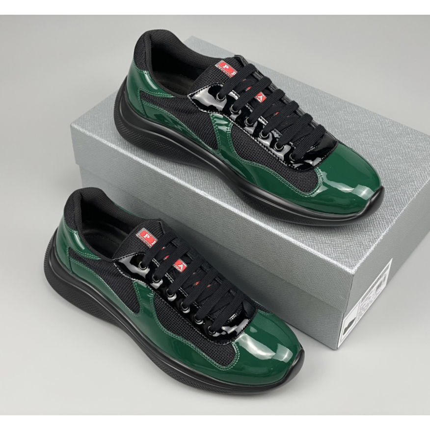 Prada Male America's Cup Sneaker In Bottle Green/Black - DesignerGu