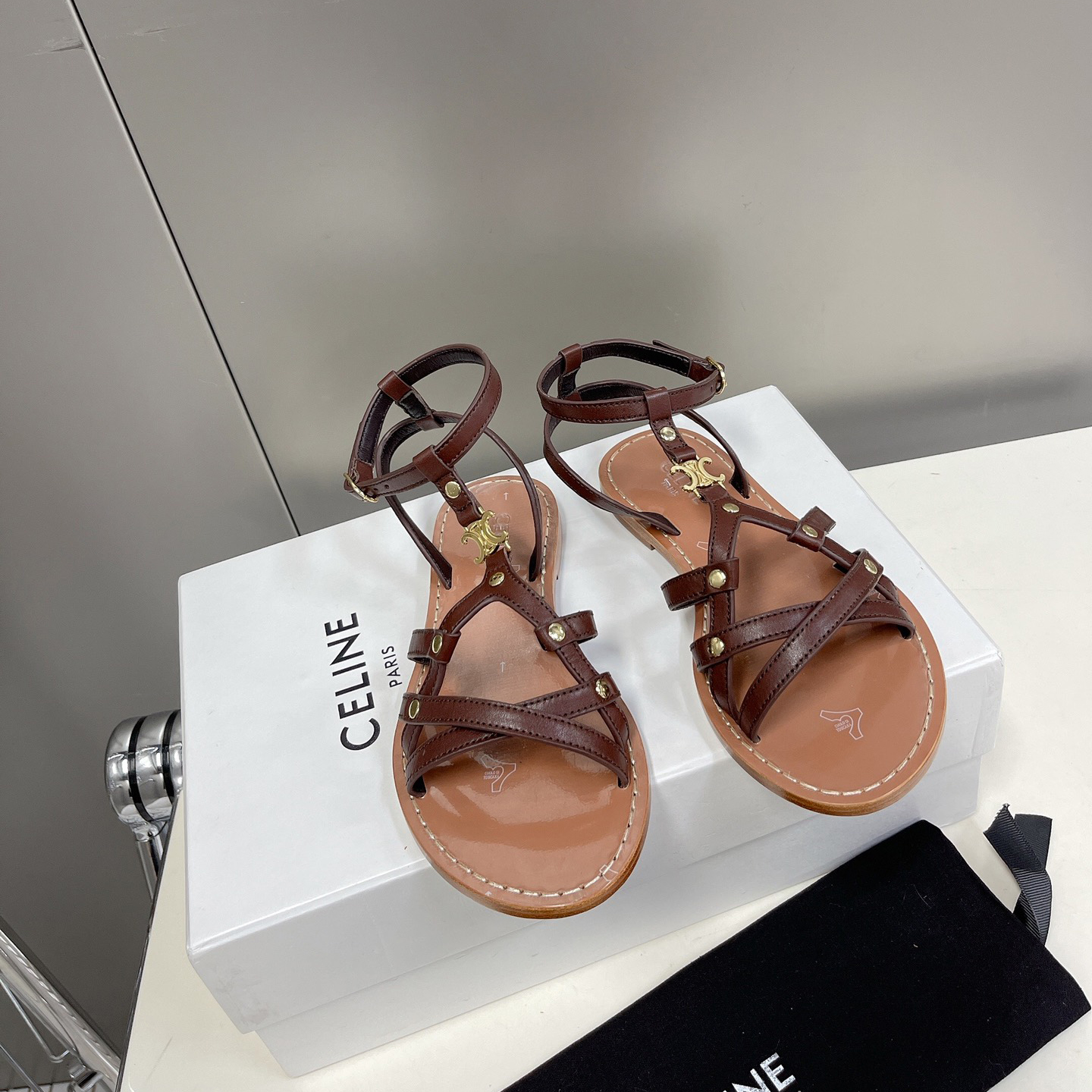 Celine Taillat Triomphe Sandal In Light Brown - DesignerGu