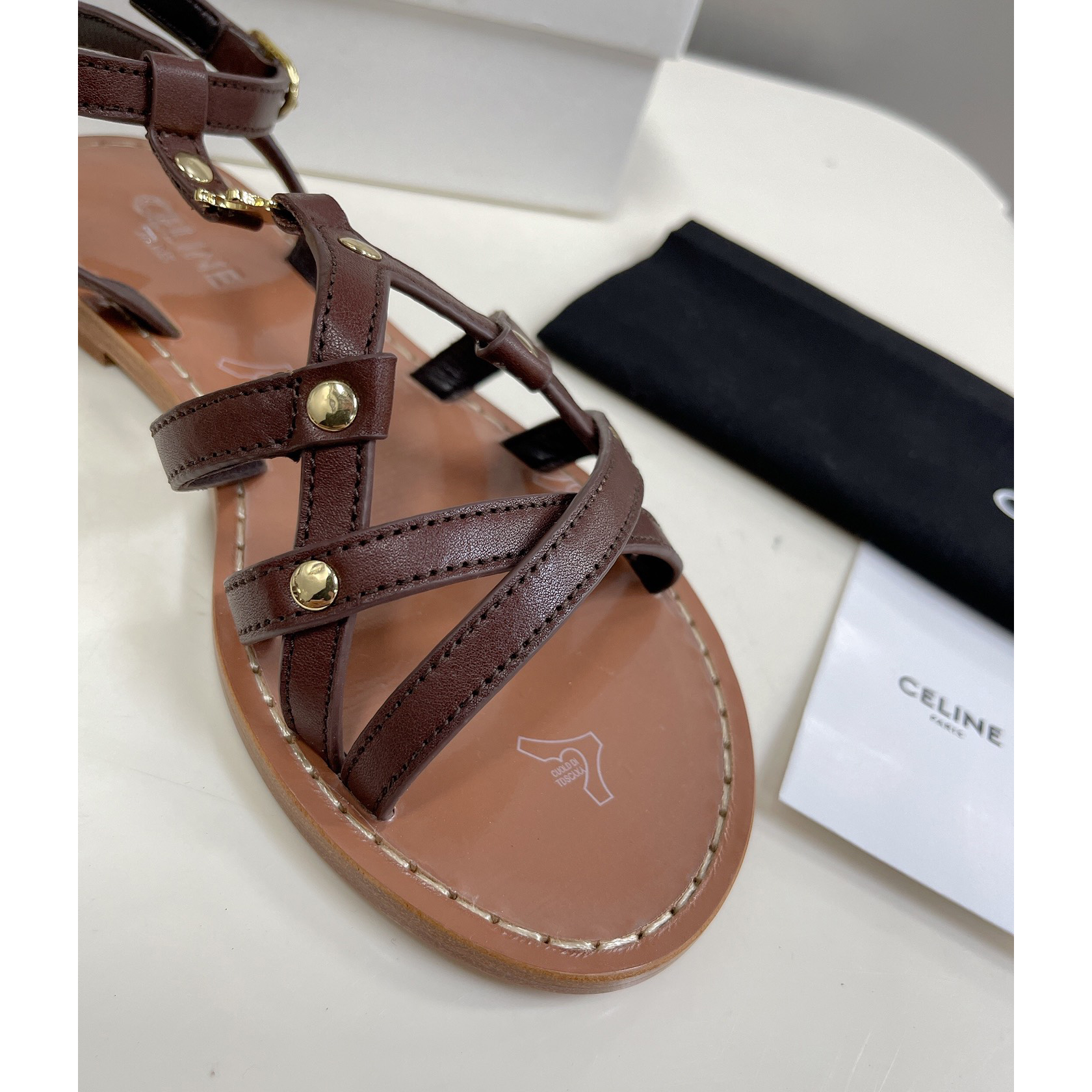 Celine Taillat Triomphe Sandal In Light Brown - DesignerGu