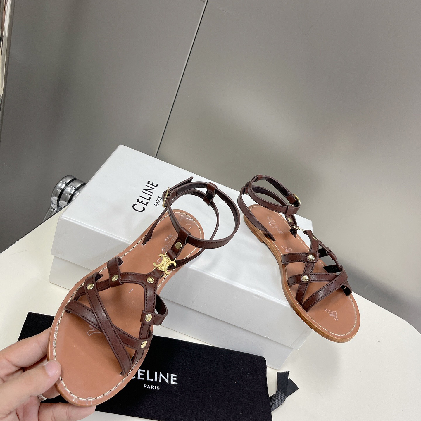 Celine Taillat Triomphe Sandal In Light Brown - DesignerGu