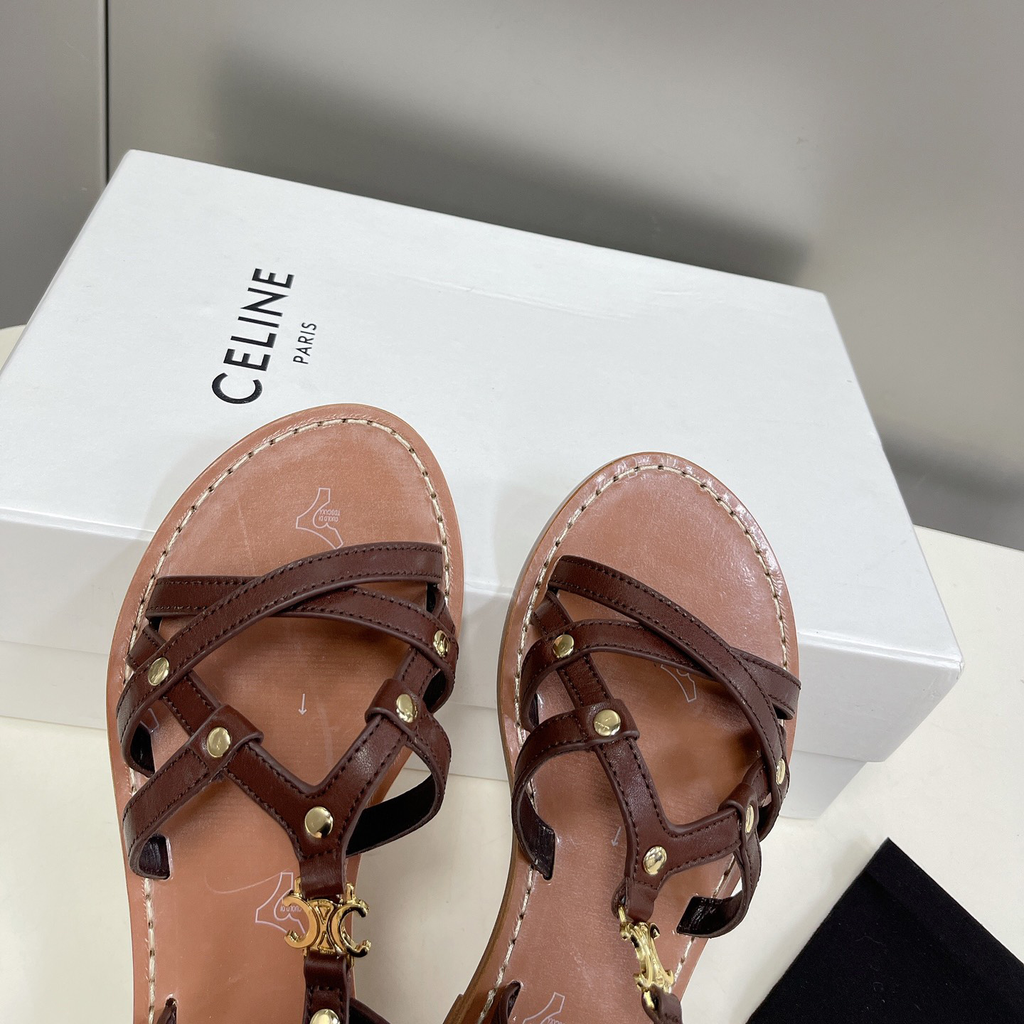 Celine Taillat Triomphe Sandal In Light Brown - DesignerGu