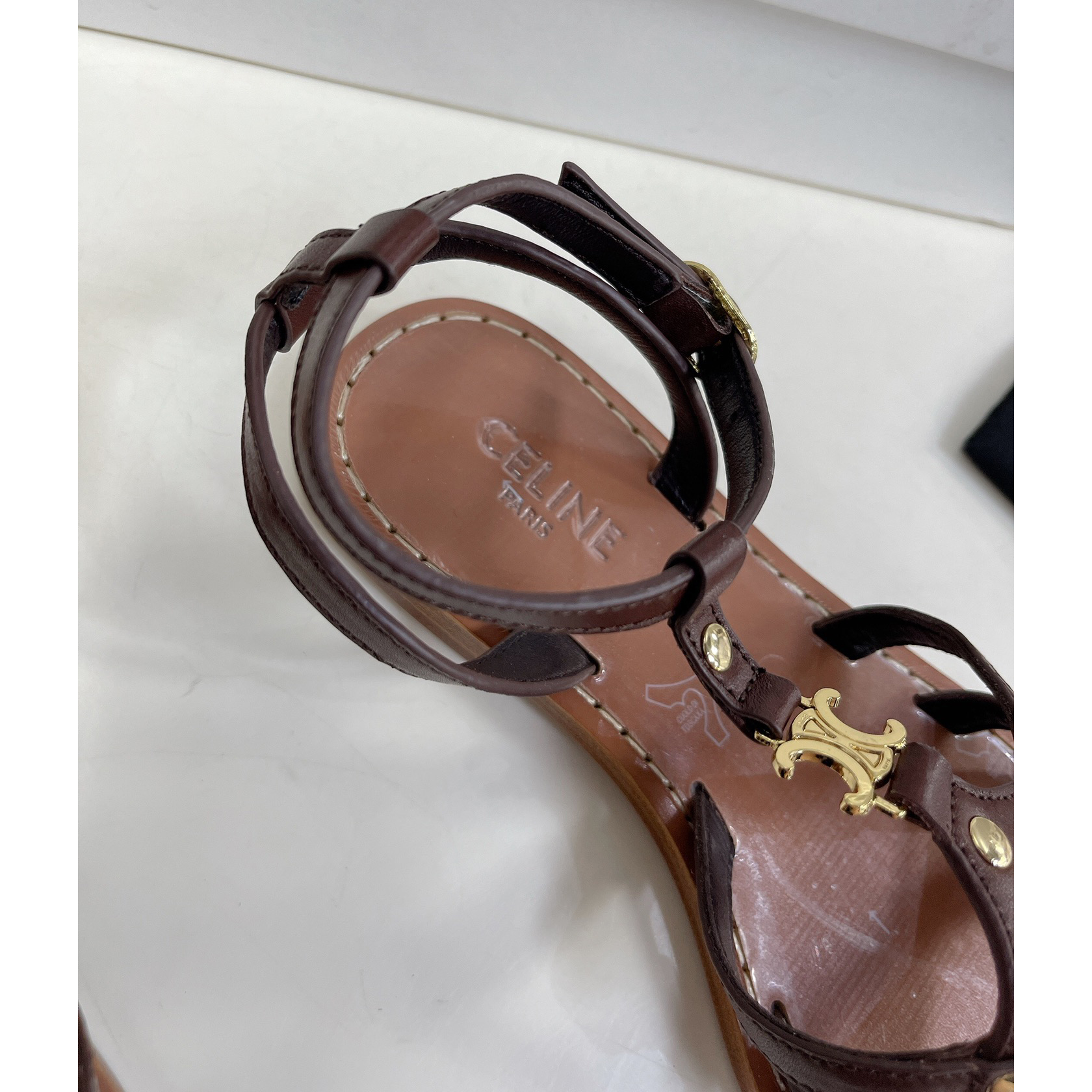 Celine Taillat Triomphe Sandal In Light Brown - DesignerGu