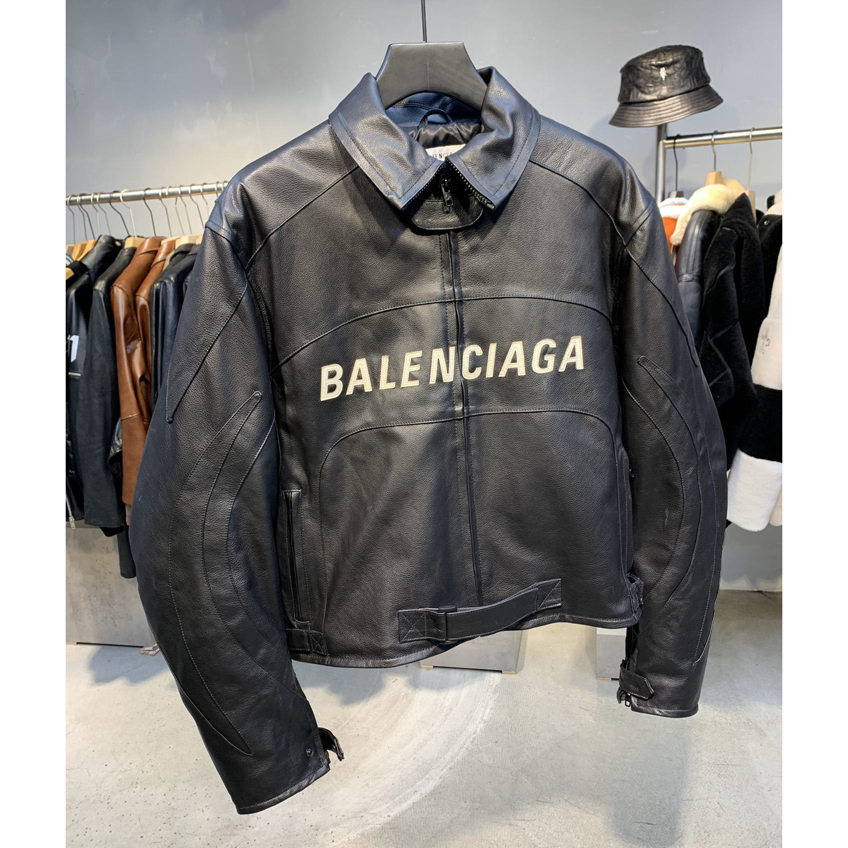 Balenciaga Upcycled Biker Jacket In Black Calfskin - DesignerGu