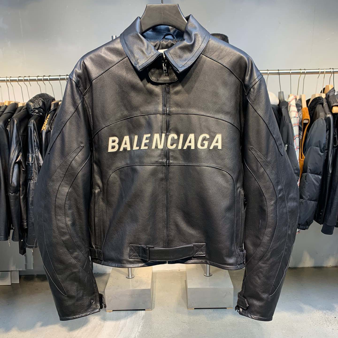 Balenciaga Upcycled Biker Jacket In Black Calfskin - DesignerGu