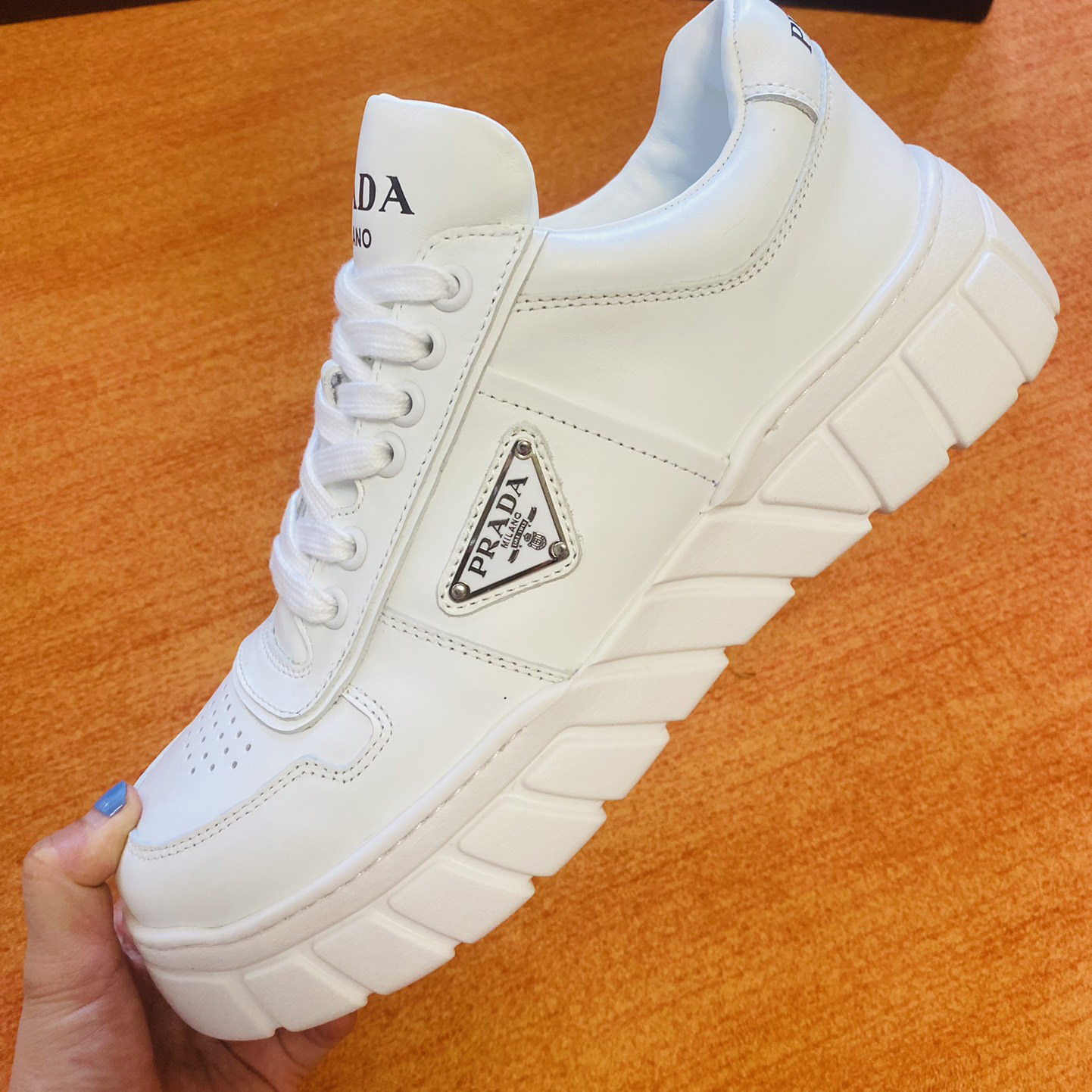 Prada Leather Sneakers - DesignerGu