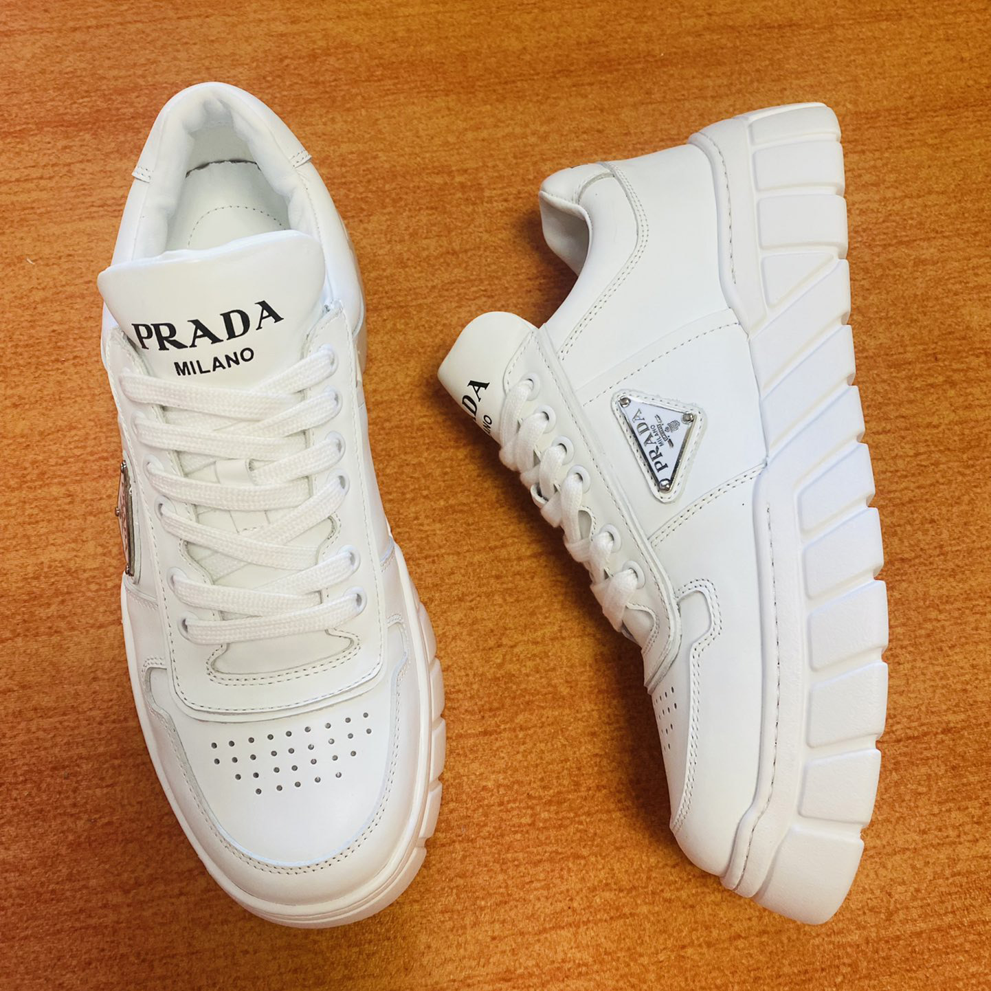 Prada Leather Sneakers - DesignerGu