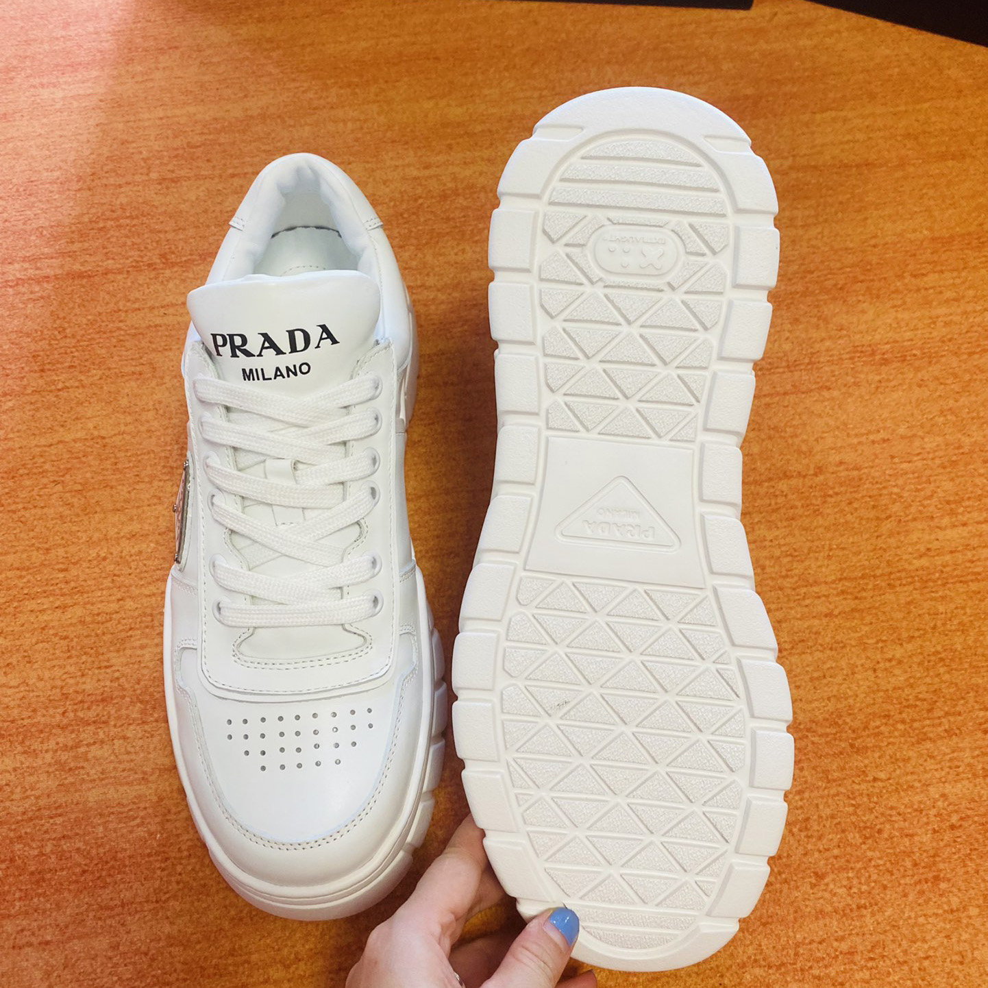 Prada Leather Sneakers - DesignerGu