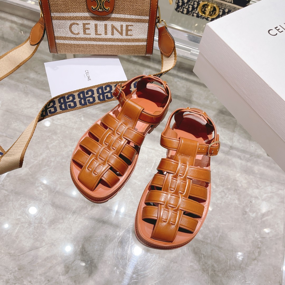 Celine Clea Chunky Sandal  In Calfskin - DesignerGu