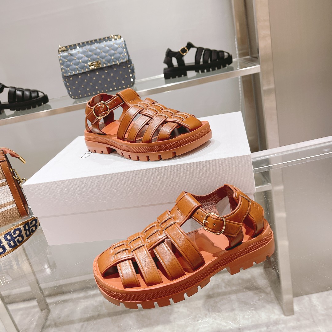 Celine Clea Chunky Sandal  In Calfskin - DesignerGu