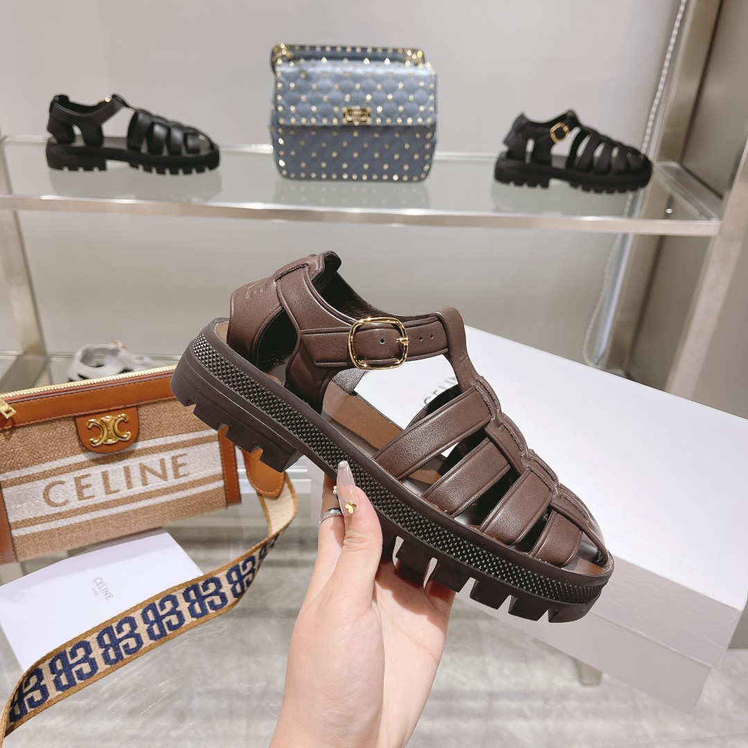 Celine Clea Chunky Sandal  In Calfskin - DesignerGu