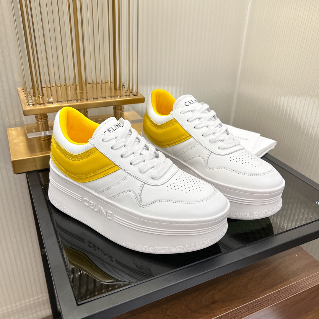 Celine Block Sneakers With Wedge Outsole In Clafskin    - DesignerGu